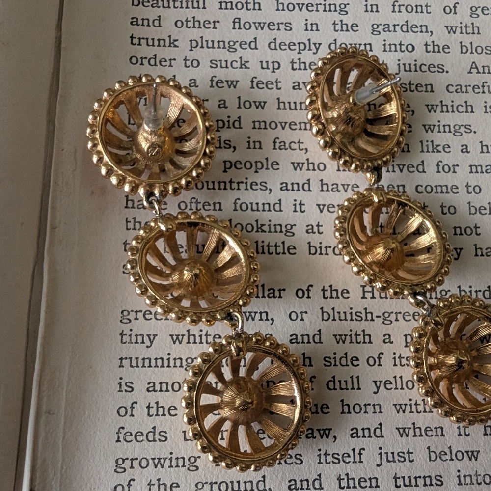 Vintage Swarovski Gold and Gemstone Earrings - Picture 4 of 10